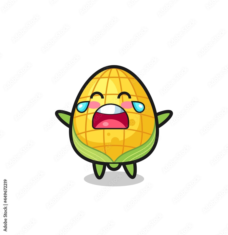 the illustration of crying corn cute baby
