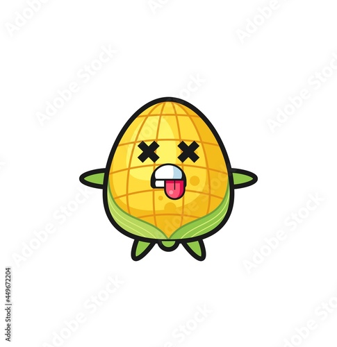 character of the cute corn with dead pose