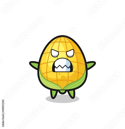 wrathful expression of the corn mascot character
