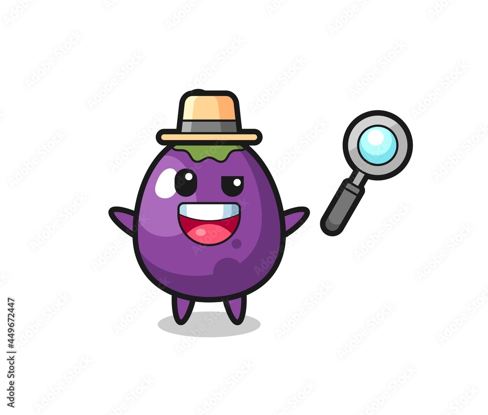 illustration of the eggplant mascot as a detective who manages to solve a case illustration of the eggplant mascot as a detective who manages to solve a case