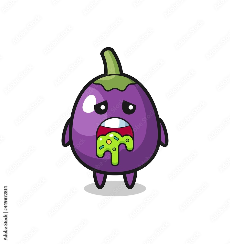 the cute eggplant character with puke the cute eggplant character with puke