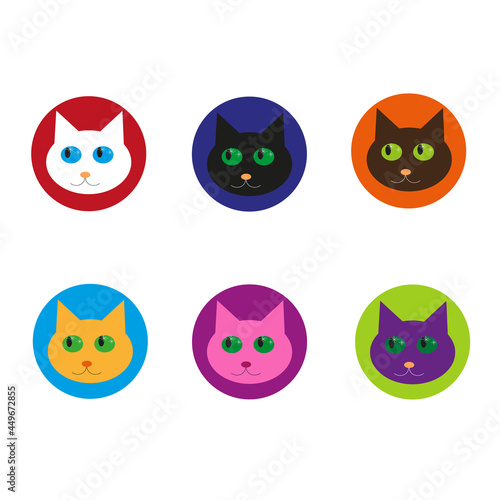 Vector set with cartoon cat icons.