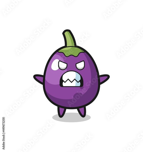 wrathful expression of the eggplant mascot character