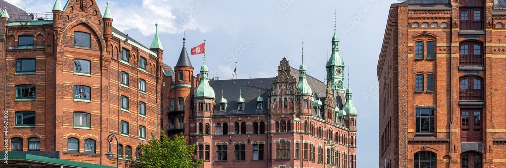 Hamburg Speicherstadt panorama in summer Hamburg Speicherstadt panorama in summer