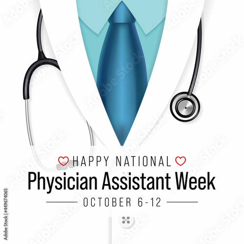 National Physician assistant week is observed every year from October 6 to 12, The role of the PA is to practice medicine under the direction and supervision of a licensed physician. Vector art