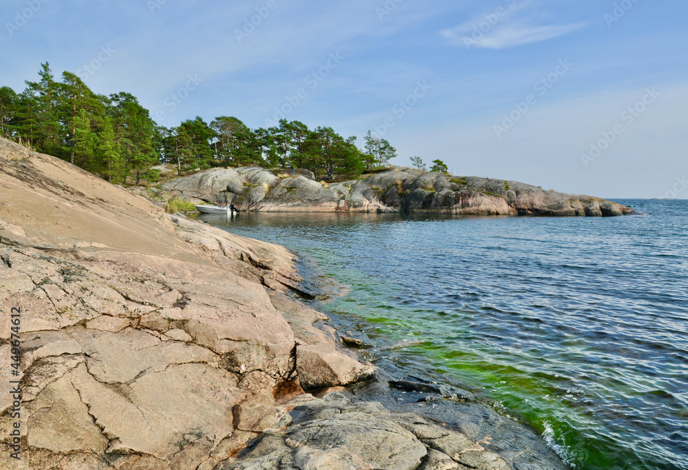 Rocky island and sea in summer