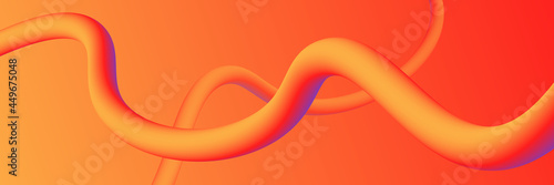 Abstract background vector. Futuristic background design with 3D wave shapes on bright orange and purple gradient. 