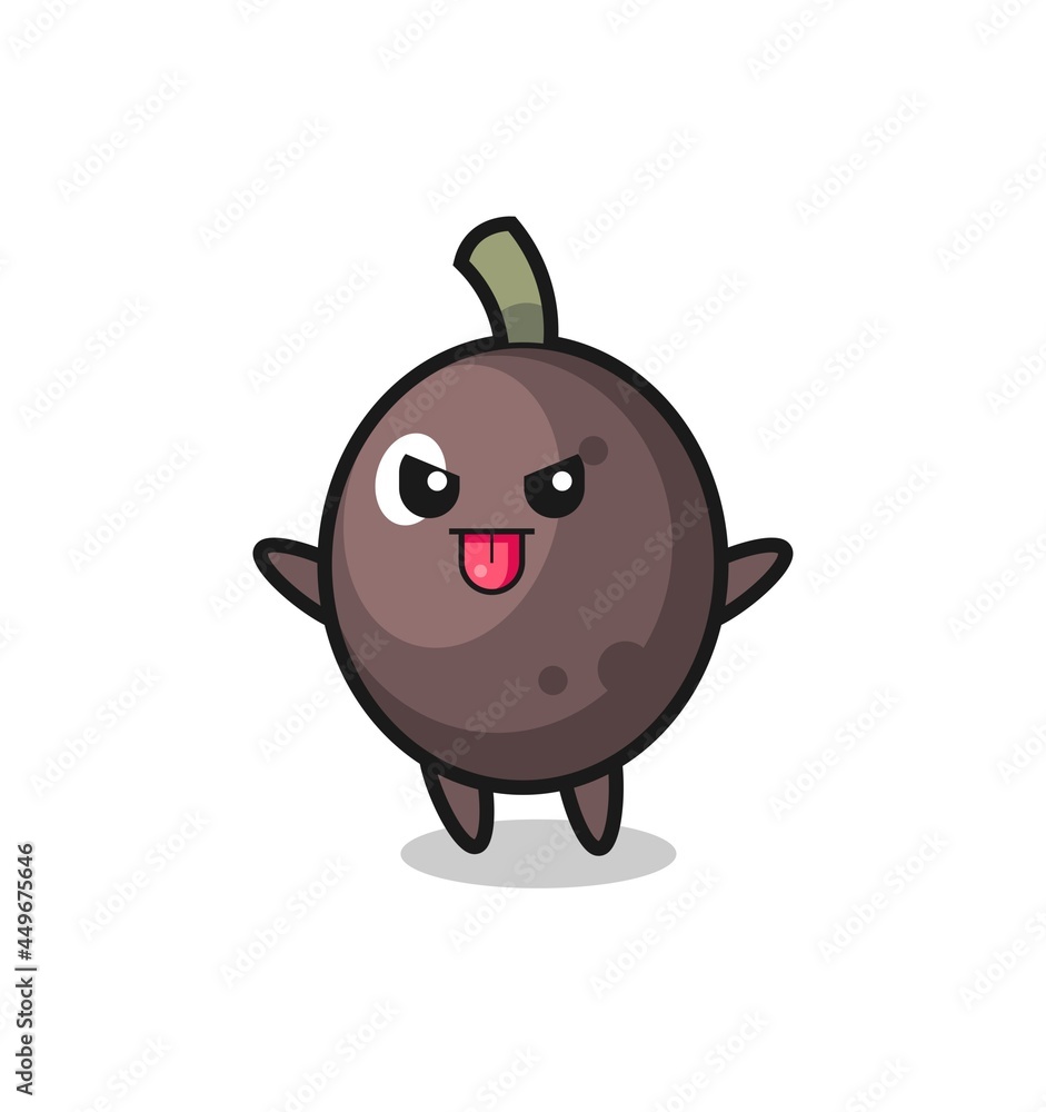 naughty black olive character in mocking pose naughty black olive character in mocking pose