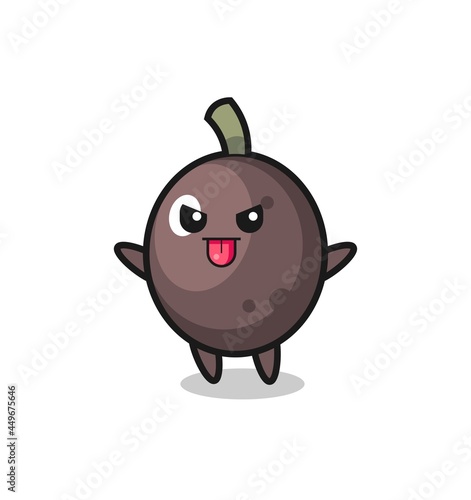 naughty black olive character in mocking pose