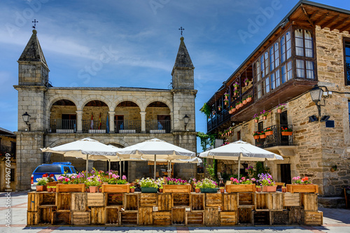 View of main square in old town Puebla de Sanabria in Castile and Leon, Spain. photo