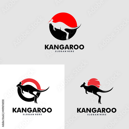 set of kangaroo logo design