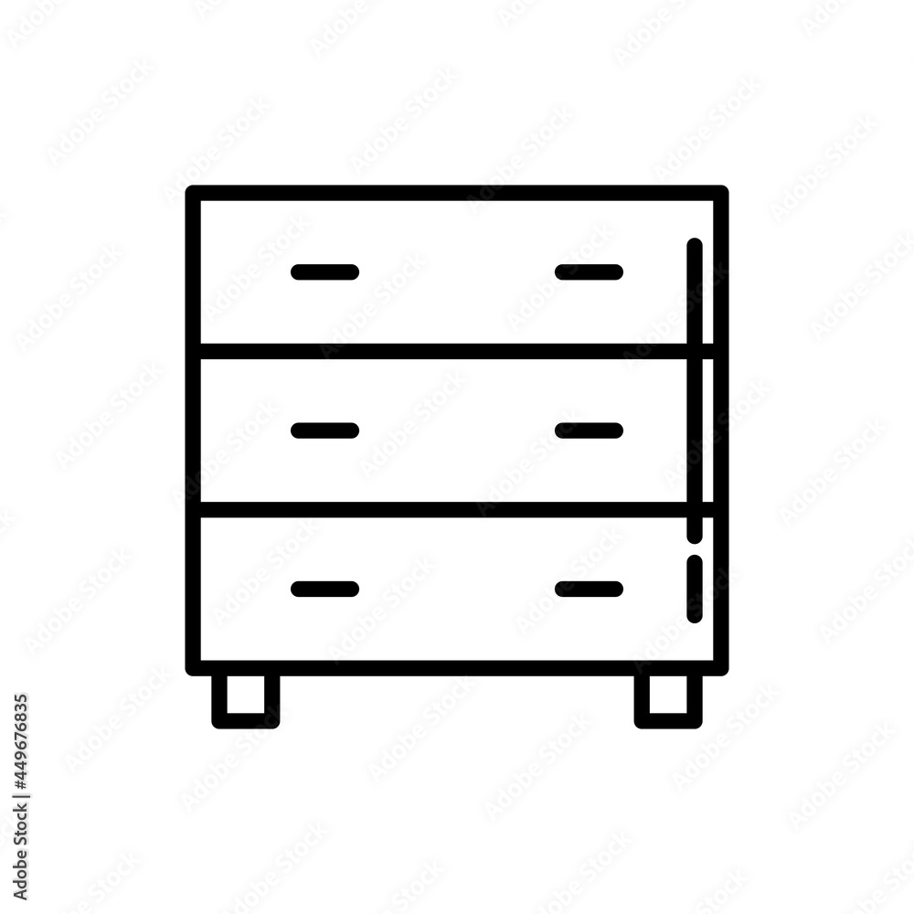 Chest of drawers, dresser thin line icon. Clothing storage. Modern vector illustration of furniture, element of interior. Chest of drawers, dresser thin line icon. Clothing storage. Modern vector illustration of furniture, element of interior.