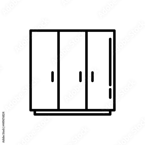 Cupboard, wardrobe, closet thin line icon. Clothing storage. Modern vector illustration of furniture, element of interior.