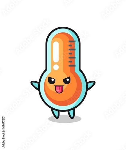 naughty thermometer character in mocking pose