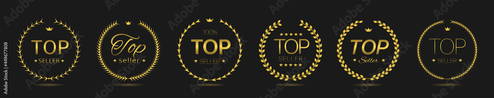 Fototapeta premium Top seller Golden laurel wreath label set