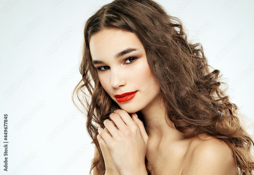 brunette attractive look luxury light background brunette attractive look luxury light background