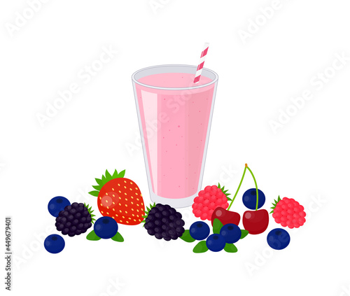 Cartoon smoothie with berries.