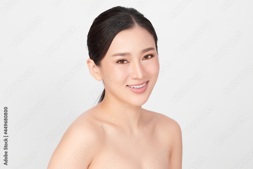 Beautiful young asian woman with clean fresh skin on white background, Face care, Facial treatment, Cosmetology, beauty and spa, Asian women portrait. Beautiful young asian woman with clean fresh skin on white background, Face care, Facial treatment, Cosmetology, beauty and spa, Asian women portrait.