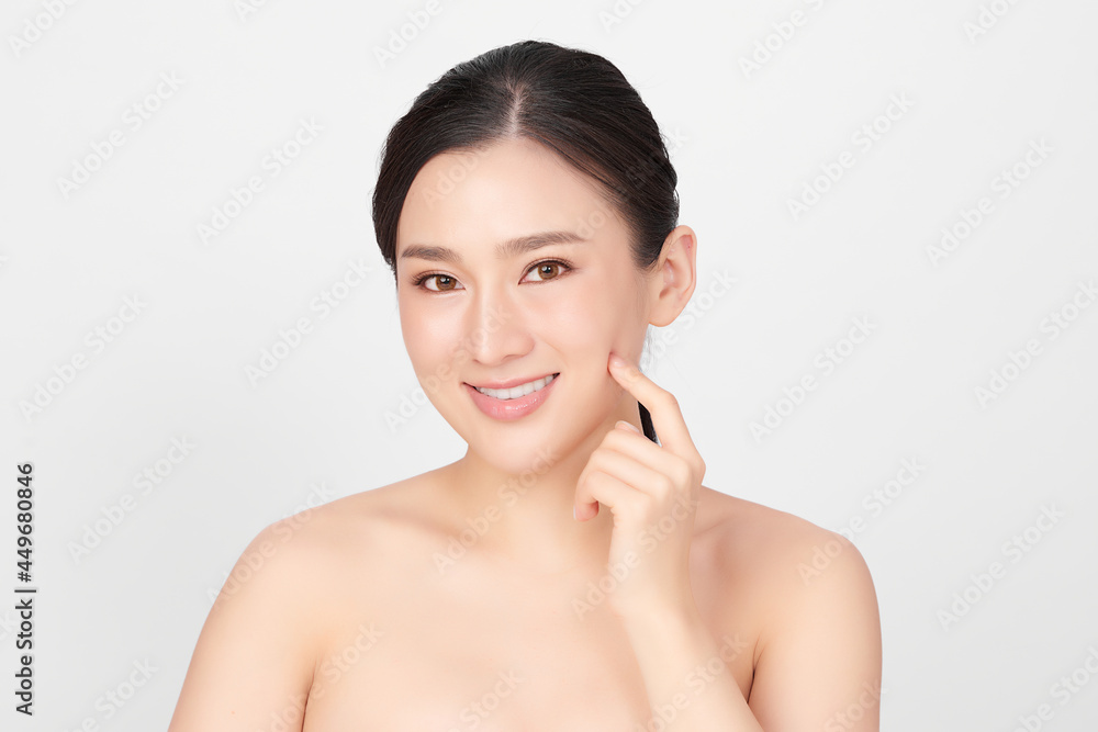 Beautiful young asian woman with clean fresh skin on white background, Face care, Facial treatment, Cosmetology, beauty and spa, Asian women portrait. Beautiful young asian woman with clean fresh skin on white background, Face care, Facial treatment, Cosmetology, beauty and spa, Asian women portrait.