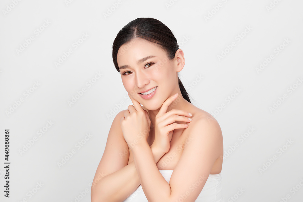 Beautiful young asian woman with clean fresh skin on white background, Face care, Facial treatment, Cosmetology, beauty and spa, Asian women portrait. Beautiful young asian woman with clean fresh skin on white background, Face care, Facial treatment, Cosmetology, beauty and spa, Asian women portrait.