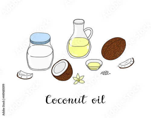 Hand drawn coconut oil.