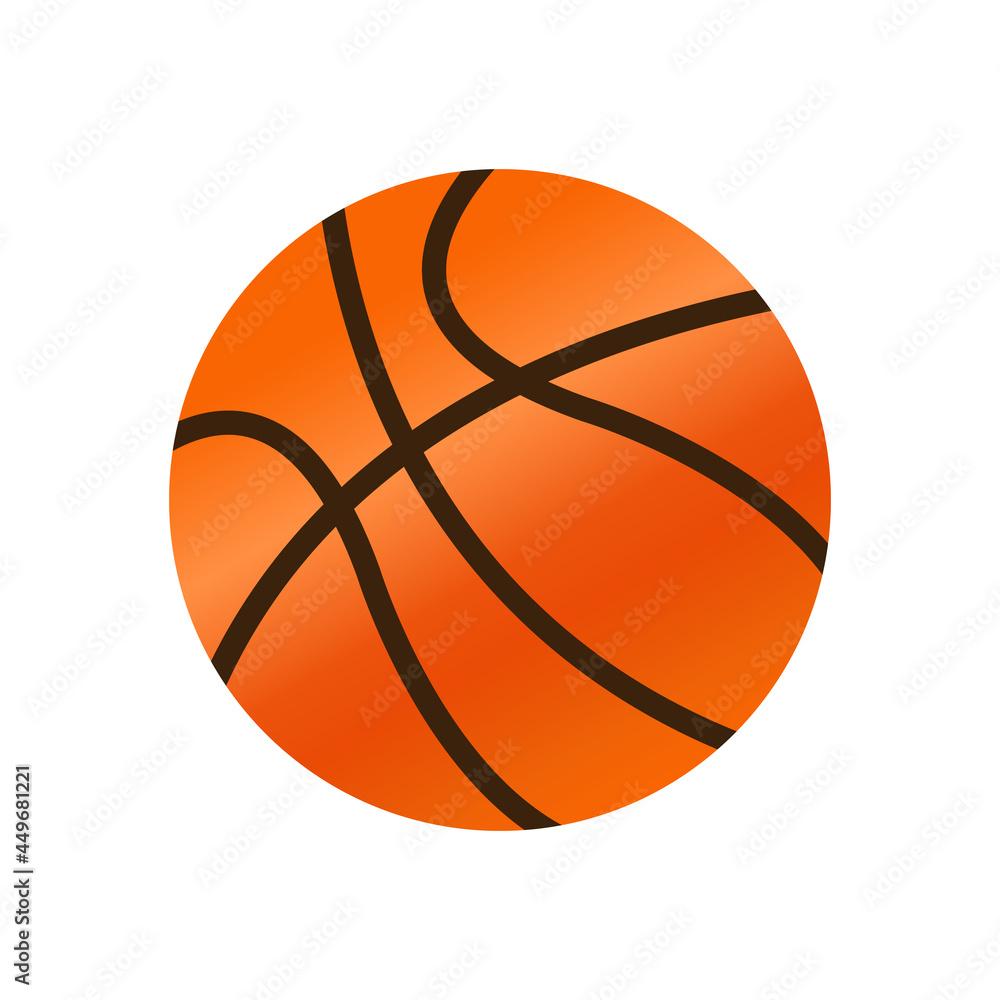 Orange color basketball with black line flat icon. Simple editable vector illustration usable for web and print items