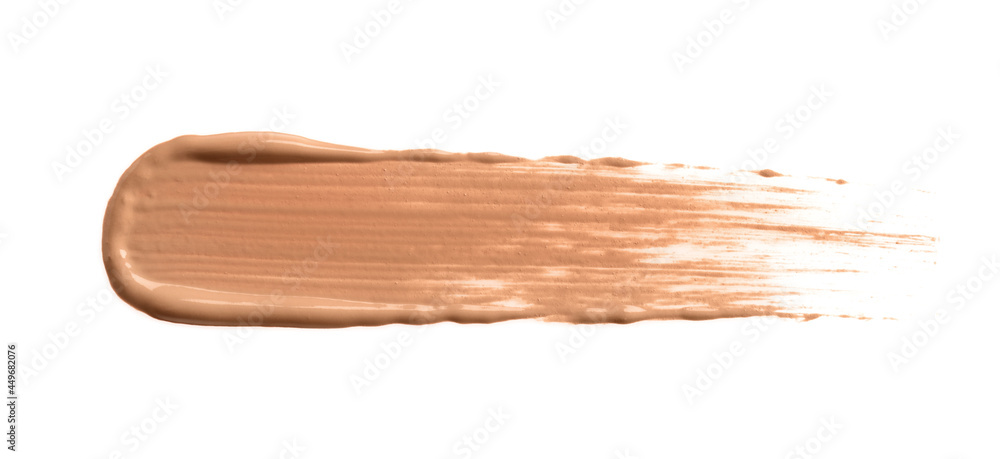 Smear of liquid skin foundation isolated on white, top view