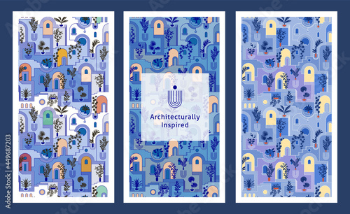 Seamless pattern with town.