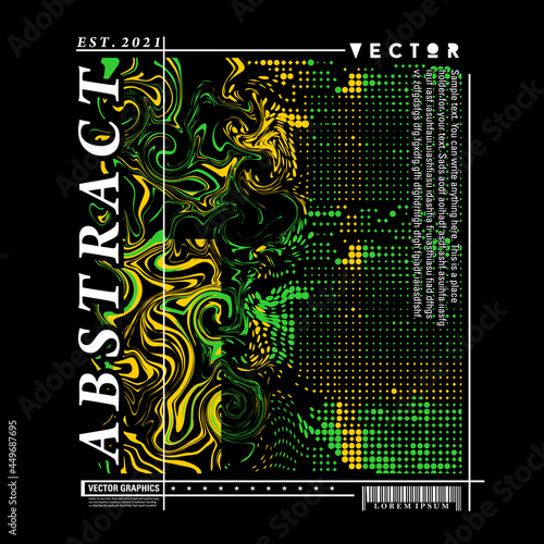 Abstract liquid paint and halftone textures vector design are suitable for designing t-shirts, posters, banners, flyers, and others