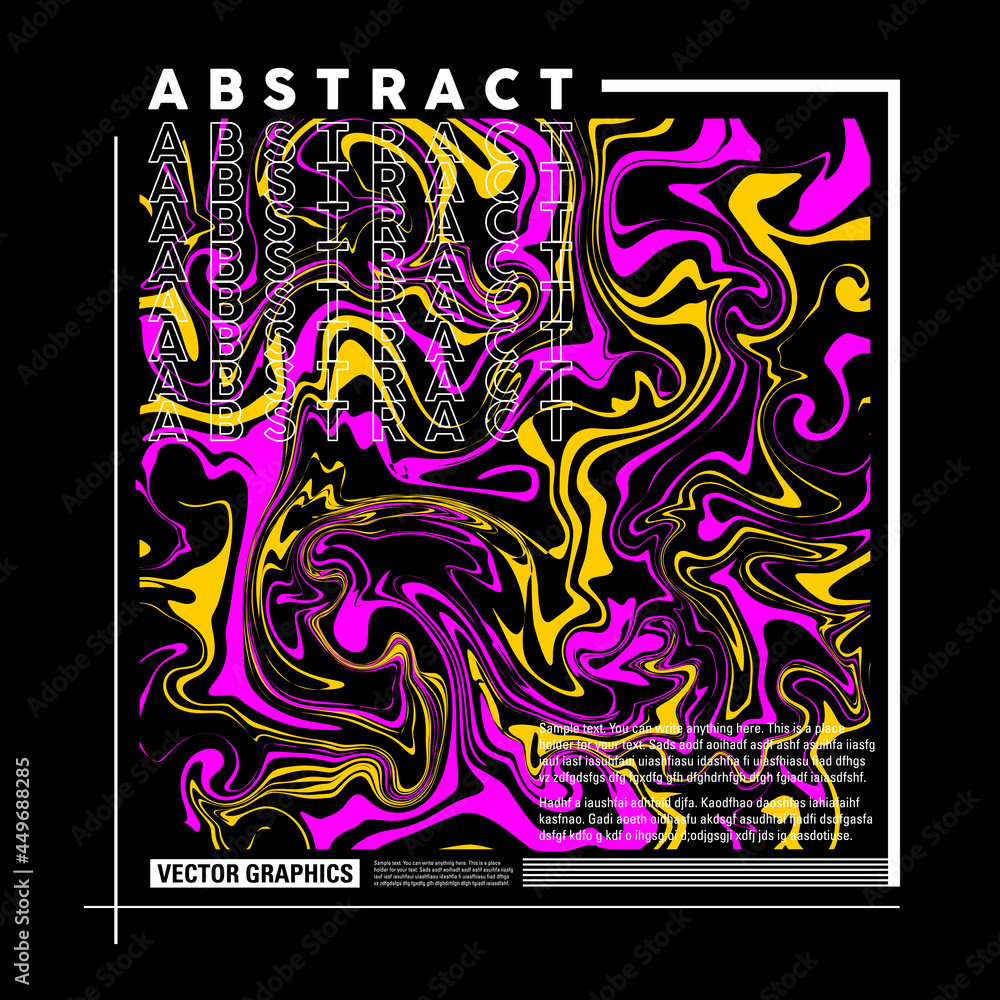 Abstract vector illustration with pink and yellow fluid paint for t-shirt, poster, banner, flyer design