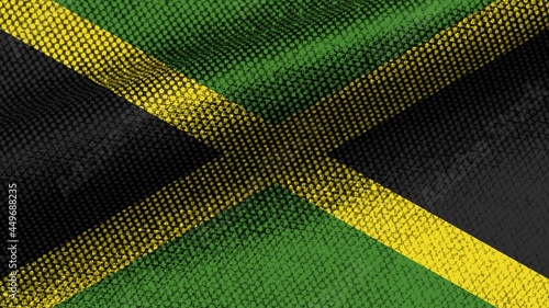Jamaica Realistic Fabric Texture Effect Wavy Flag 3D Illustration