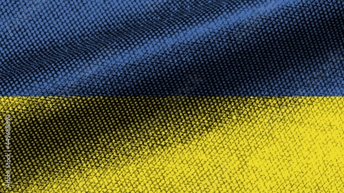 Ukraine Realistic Fabric Texture Effect Wavy Flag 3D Illustration