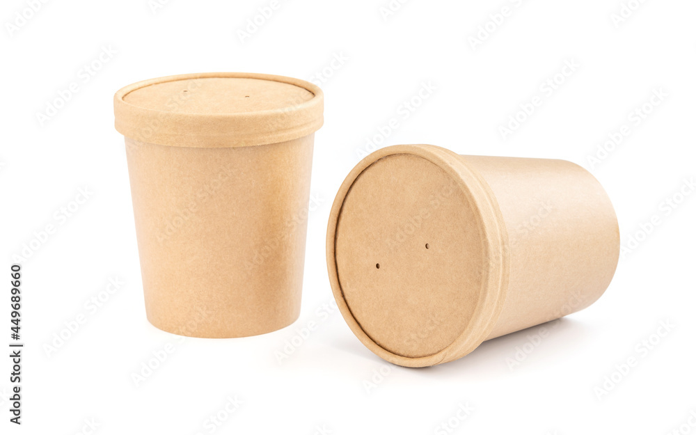 kraft paper cup for ecology product design mock-up isolated on white ...
