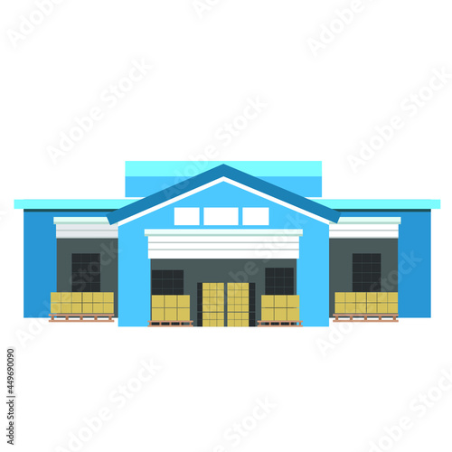 warehouse building with load box illustration