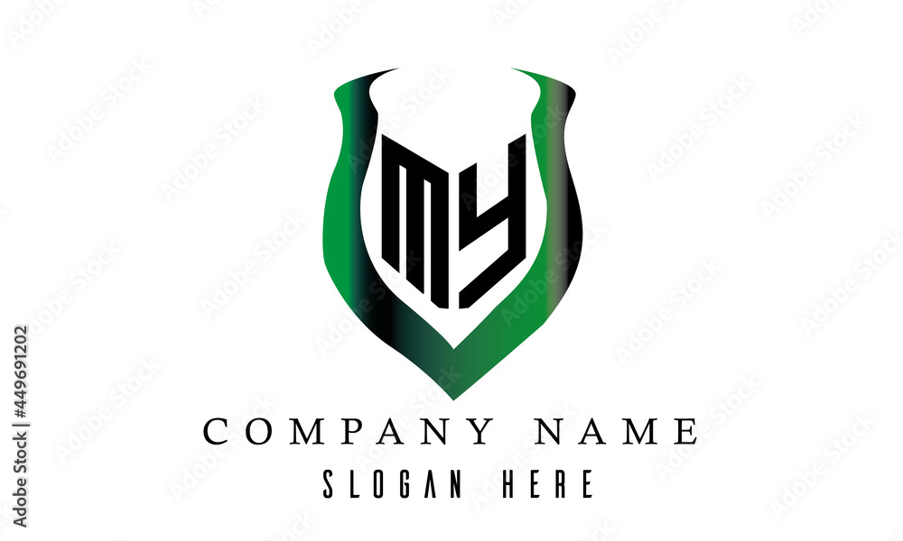 MY shield latter logo design MY shield latter logo design