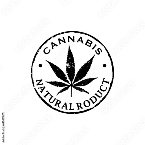 Vintage marijuana circle stamp logo design