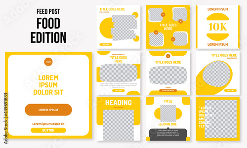 Set of editable banner social media instagram post food design vector template ai & eps 10