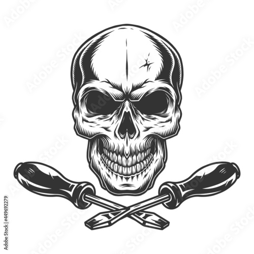Skull and crossed screwdrivers