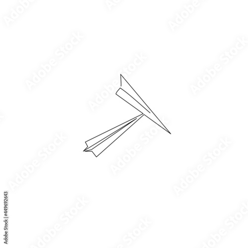 Continuous line drawing of paper plane  object one line  single line art  vector illustration