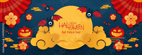 Fototapeta Naklejka Na Ścianę i Meble -   happy halloween day banner design. chinese style design.  vector illustration