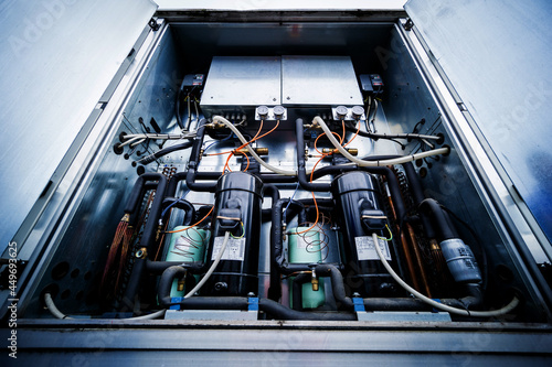 Control panels and frequency converters in the supply section of the ventilation unit photo