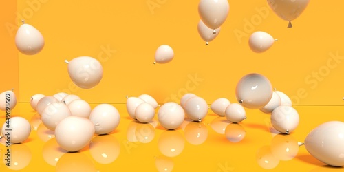 Scattered balloons on a colored background - 3D