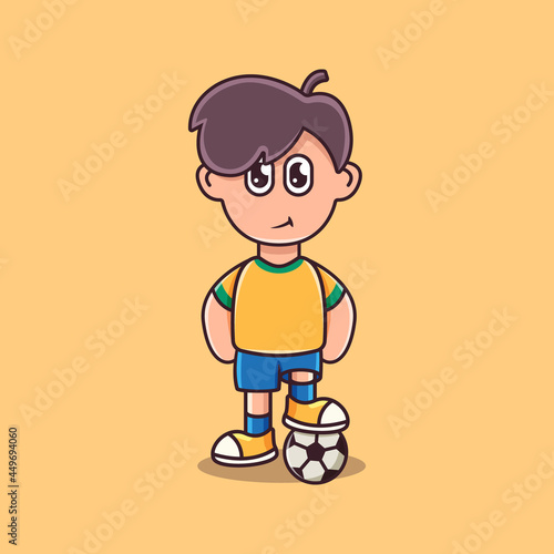 cute boy playing football illustration