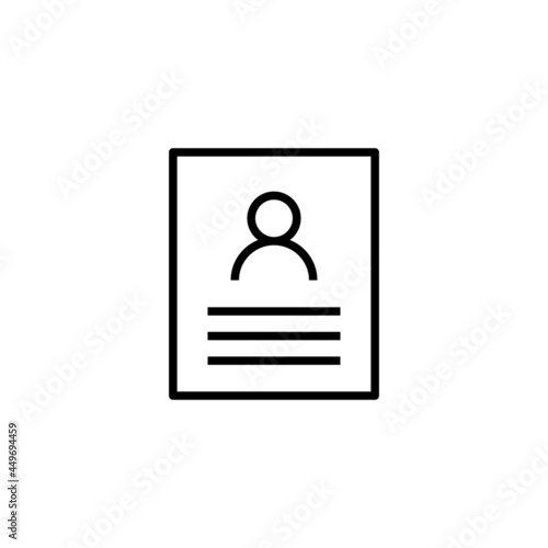 CV Resume icon design vector graphics. Resume Glyph Vector Icon. Curriculum vitae icon. Personal information symbol. Portfolio sign. Job interview form illustration, sign for hr business.