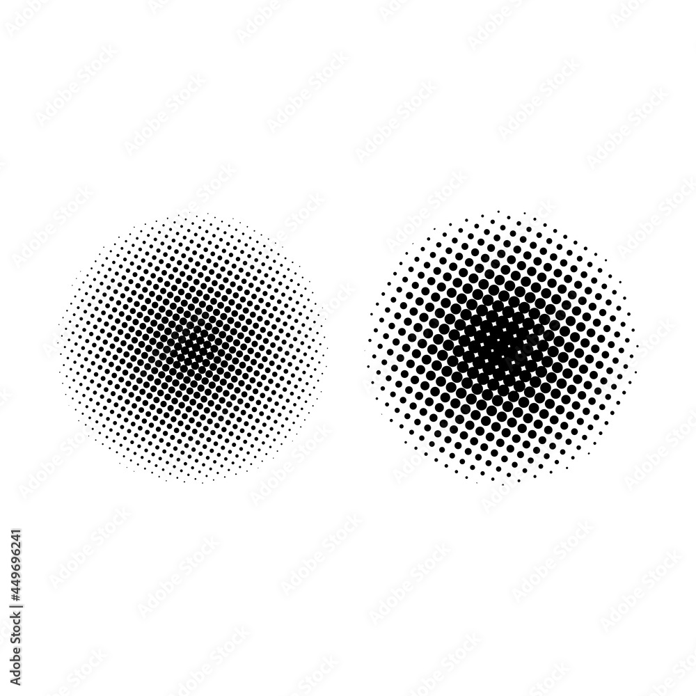 Circle halftone template black vector. Round dotted half tone. Circle halftone template black vector. Round dotted half tone.