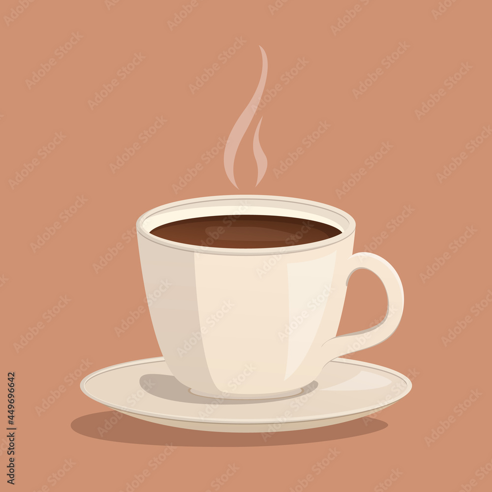 A cup of fresh coffee. Vector illustration. Decorative design for cafeteria, banners, postcards, posters A cup of fresh coffee. Vector illustration. Decorative design for cafeteria, banners, postcards, posters
