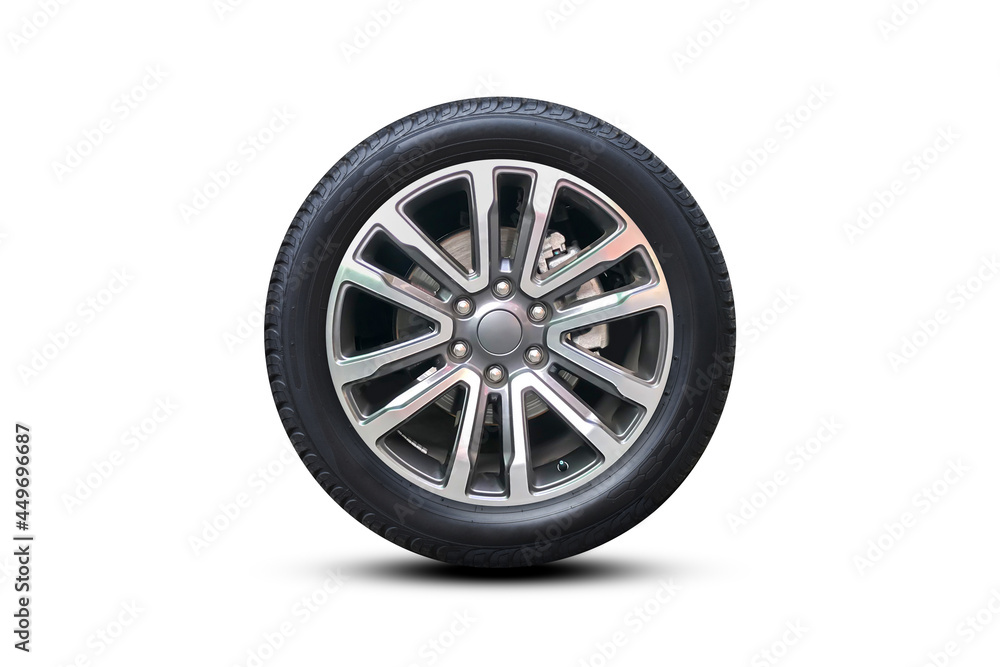 Clipping path. Silver Wheel super car isolated on white background view. Magneto Wheels. Movement. Move car. Closeup. Top view. Flat lay view. Alloy Wheel. Clipping path. Silver Wheel super car isolated on white background view. Magneto Wheels. Movement. Move car. Closeup. Top view. Flat lay view. Alloy Wheel.
