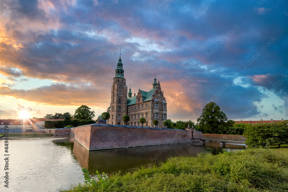 Famous Rosenborg castle, one of the most visited tourist attractions in Copenhagen.