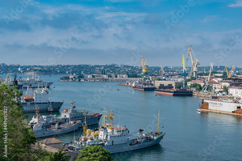 Sevastopol , CRIMEA - 23 June 2021: Ships in the port of Sevastopol