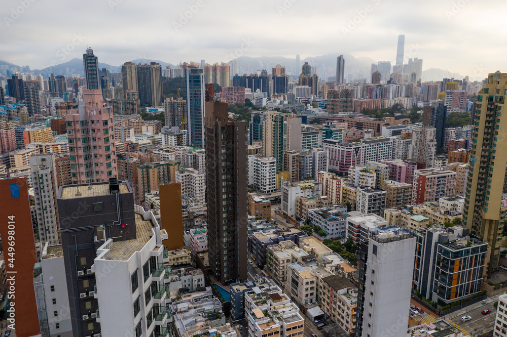 Top down view of Hong Kong city